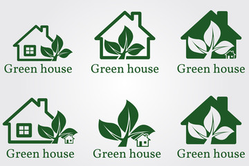 Green house logo. Eco house. Vector illustration.