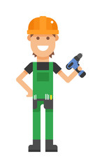 Repair serviceman with tool screwdriver maintenance repair cartoon character vector. 