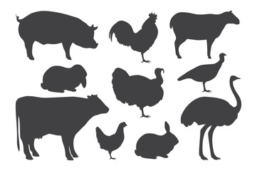 Farm animal silhouettes.