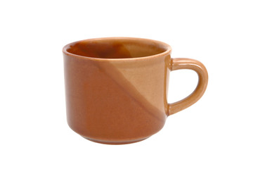 brown coffee cup on a white background.