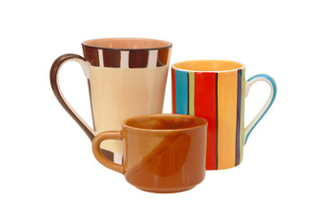set of cups on a white background
