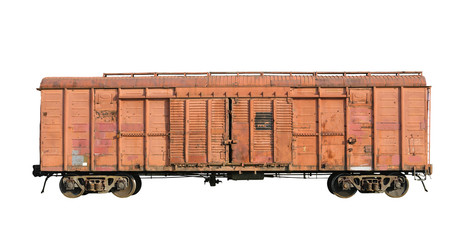 Obraz premium Old railway cargo wagon