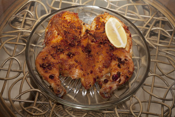 Fried chicken. Chicken tobacco or chicken tapaka. Georgian cuisi