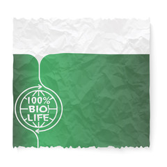 Crumpled paper with infrastructure headline and bio life icon