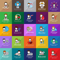 Doctors And Medical Workers Icons Set-Isolated On Mosaic Background-Vector Illustration,Graphic Design.Collection Of Professional Medical Persons,Physician, Chemist Staff. For Web, Websites, Templates