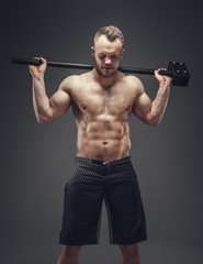 Abdominal shirtless muscular guy.