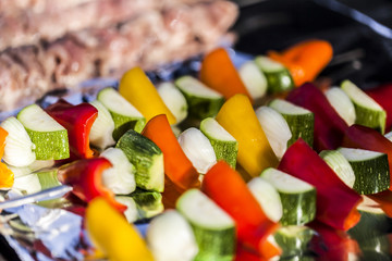 Kebab and grilled vegetable,selective focus.