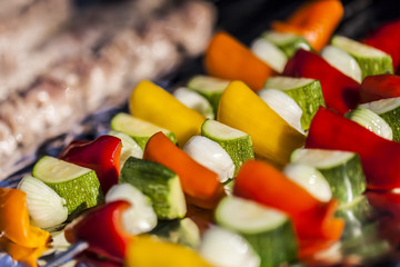 Kebab and grilled vegetable,selective focus.