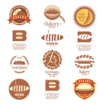 Collection of vector bakery logos