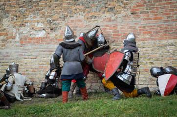 Knights battle on the field