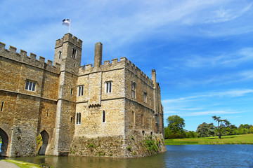 Leeds Castle in the island on the lake in Kent