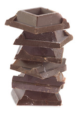 Pila di pezzi di cioccolata