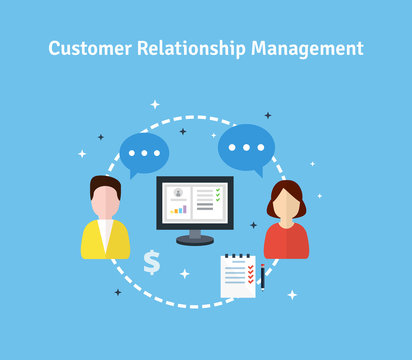 Customer Relationship Management flat illustration.