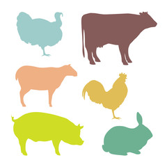 Isolated farm animals.