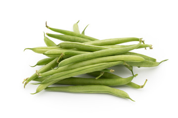 Green beans isolated on a white background.