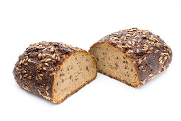 Rye bread isolated on white background.
