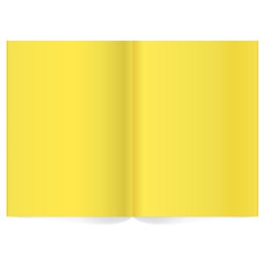 Book Spread With Blank Yellow Pages. Vector blank magazine spread. Isolated Yellow paper