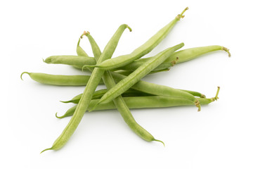 Green beans isolated on a white background.