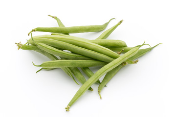 Green beans isolated on a white background.