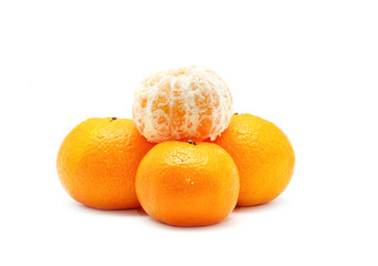 tangerine or mandarin fruit isolated on white background