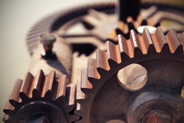 close-up mechanical gear with a large toothed wheel of Floodgate