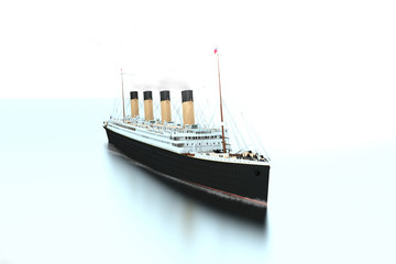 Fototapeta premium Die Titanic tagsüber auf dem offenen Ozean