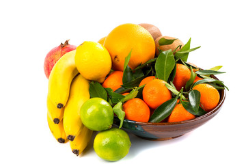 Assortment of exotic fruits isolated on white