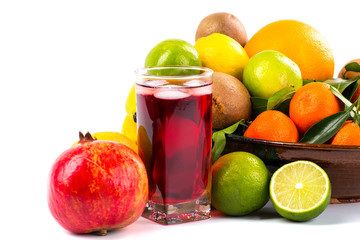 Assortment of exotic fruits isolated on white