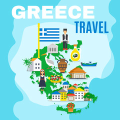 Map Greece Poster