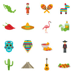 Mexico Flat Icon Set