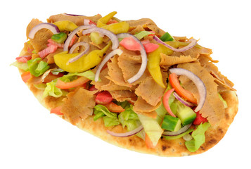 Shawarma Kebab Meat And Salad On Naan Bread