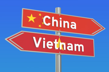 China and Vietnam crisis concept, 3D rendering