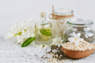 Natural ingredients for homemade facial and body mask (scrub)