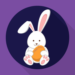 Easter rabbit holding an egg. Flat illustration.