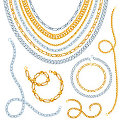 Golden And Silver Chains Set