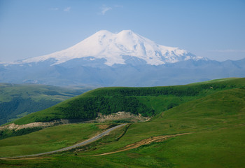 mountain road to the volcano Elbrus
