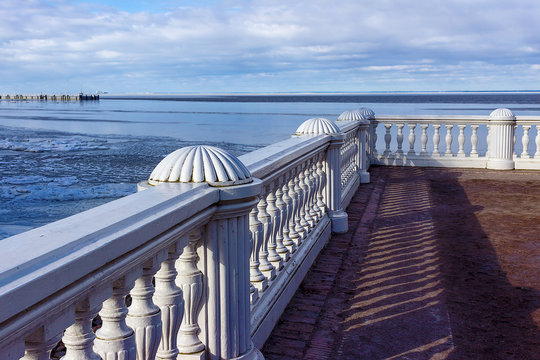 Observation deck. Veiw of the Baltic sea. Peterhof.