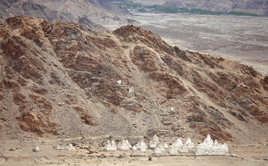Stupas in the Himalayas (Buddhistic symbol) - Ladakh 
