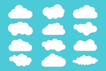 Simple cloud collection. Set of different clouds. Icons and logo cloud set. Design template.