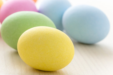Colourful Easter Eggs on a Table