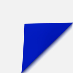 Curved corner of paper with shadow on white background