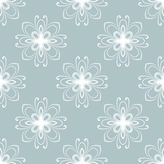 Fototapeta na wymiar Floral vector light blue and white ornament. Seamless abstract classic pattern with flowers