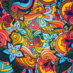 Abstract hand drawn floral pattern