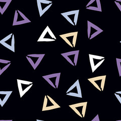 Cute vector seamless pattern . Triangles, brush strokes.  Endless texture can be used for printing onto fabric or paper