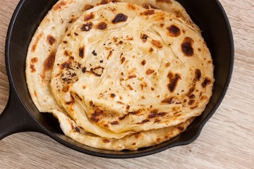 Indian layered Paratha flat bread