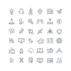 Technologies and science vector line icons