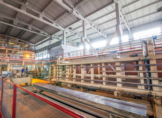 Obraz premium Production of aerated concrete blocks at factory production facilities