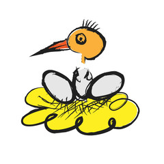 doodle nest with eggs,  illustration icon