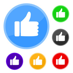 Thumbs up icon set on white background