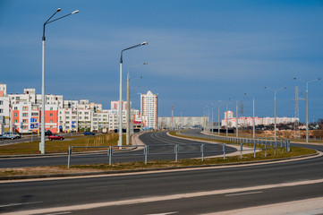 Coloful panel houses in Gomel city, Belarus.